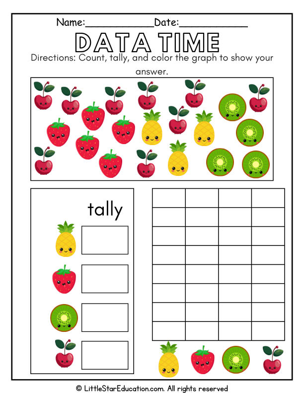 Counting, Tally Marks, and Bar Graph Practice for Early Math