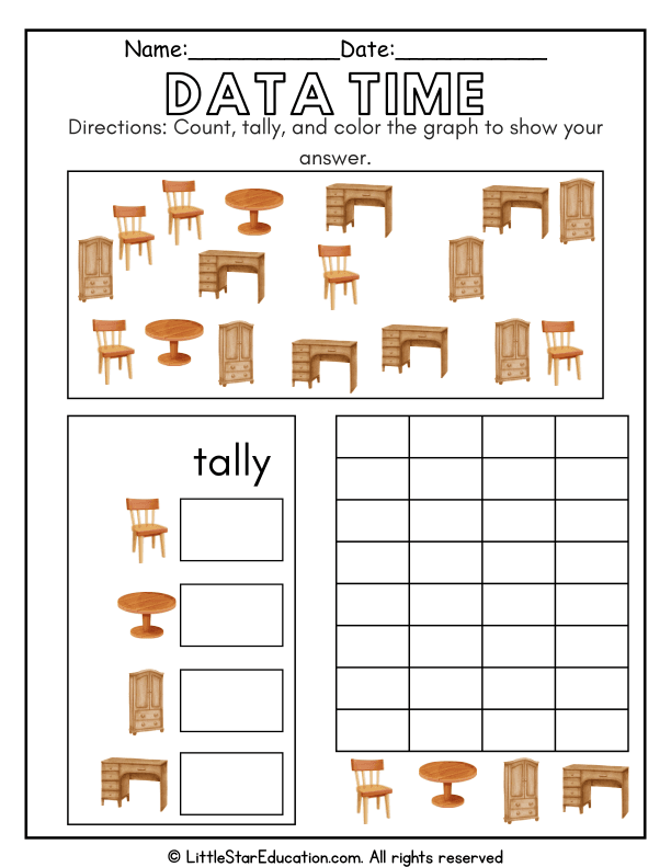 Counting, Tally Marks, and Graphing Practice for Early Math
