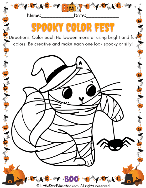 Creative Halloween Monster Coloring for Preschool and Kindergarten Art