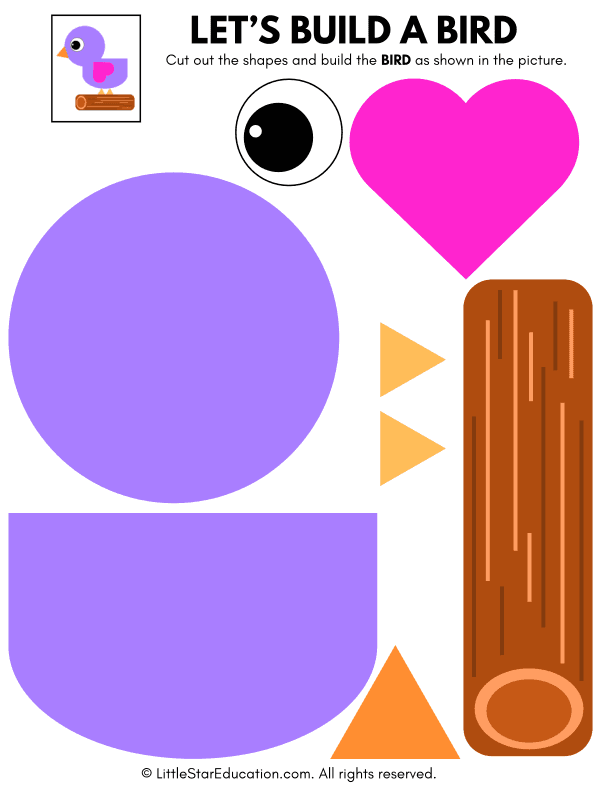 Cut and Paste Bird Art for Preschool and Kindergarten