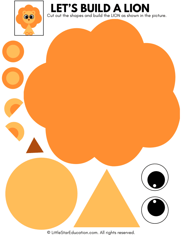 Cut and Paste Lion Craft for Preschool and Kindergarten Art