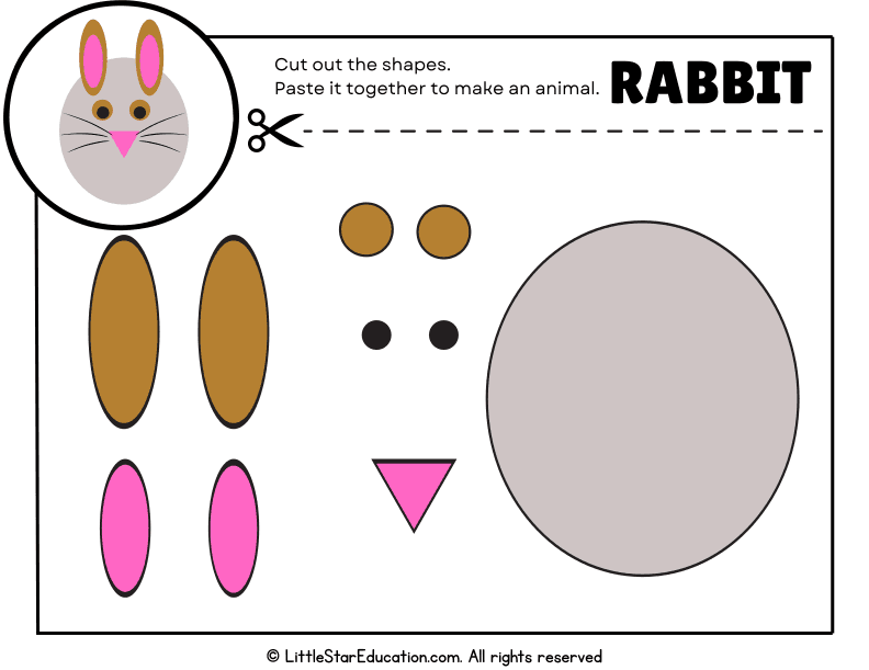 Cut and Paste Rabbit Craft for Preschool and Kindergarten Art
