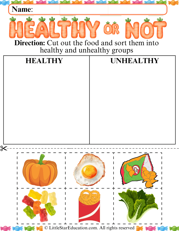 Cut Out and Sort What’s Healthy What’s Not Healthy