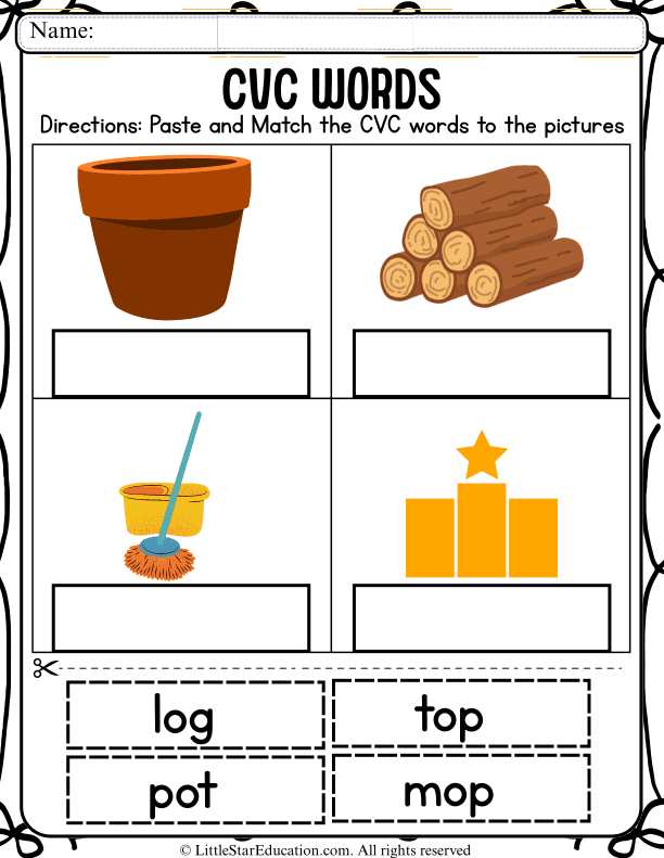 CVC Word Matching for Early Readers: Picture and Word Practice