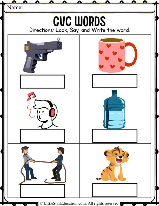 CVC Word Writing Practice for Early Literacy Skills