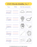 Cvc Words Middle a Writing Activity Worksheet thumbnail 1