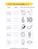 Cvc Words Middle I Writing Activity Worksheet thumbnail 1