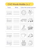 Cvc Words Middle U Writing Activity Worksheet thumbnail 1
