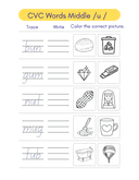Cvc Words Middle U Writing Activity Worksheet thumbnail 2