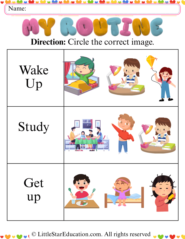Daily Routine Picture Matching for Preschool Life Skills