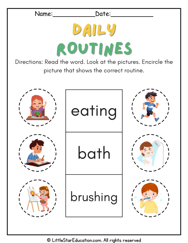 Daily Routines Matching for Early Childhood Health Skills