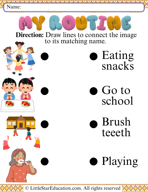 Daily Routines Picture Matching for Preschool Health Skills