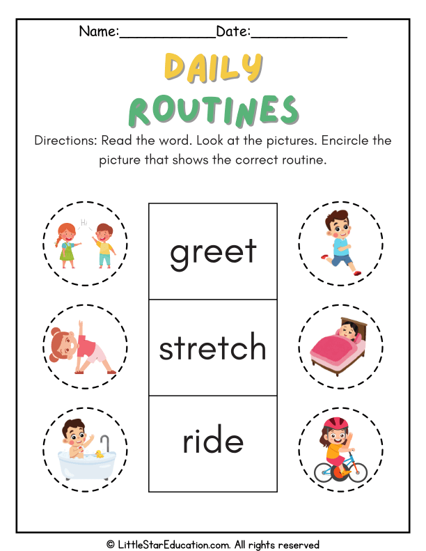 Daily Routines Picture Recognition for Early Learners ELA