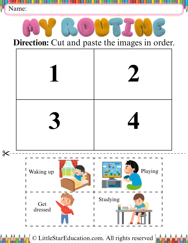 Daily Routines Sequencing Cut and Paste for Preschool Life Skills