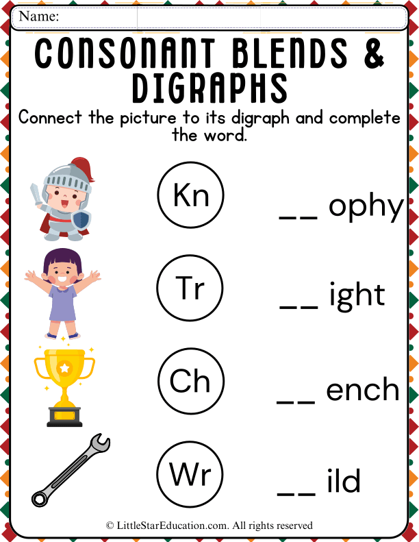 Digraph and Consonant Blend Practice for Early Readers