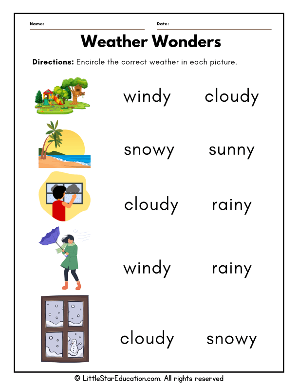 Early Weather Recognition for Preschool and Kindergarten Science