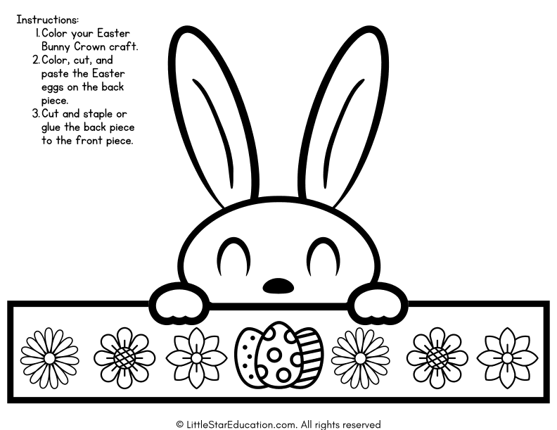Easter Bunny Crown Printable Craft Worksheet