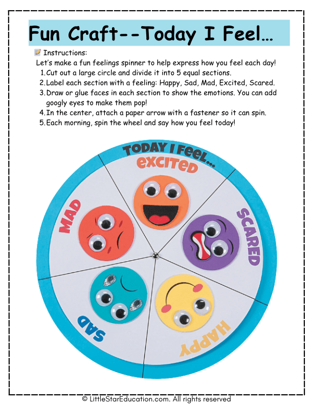 Emotions Wheel Craft for Social-Emotional Learning
