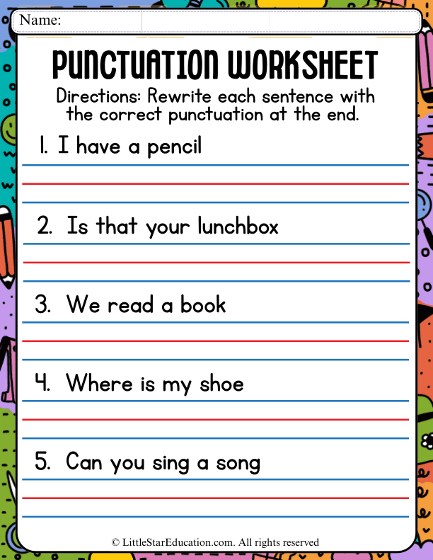 Ending Sentences with Periods, Question Marks, and Exclamations for Early Elementary