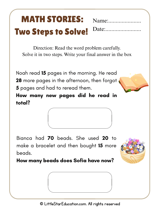 Engaging Two-Step Word Problems for Grade 1–2 Students