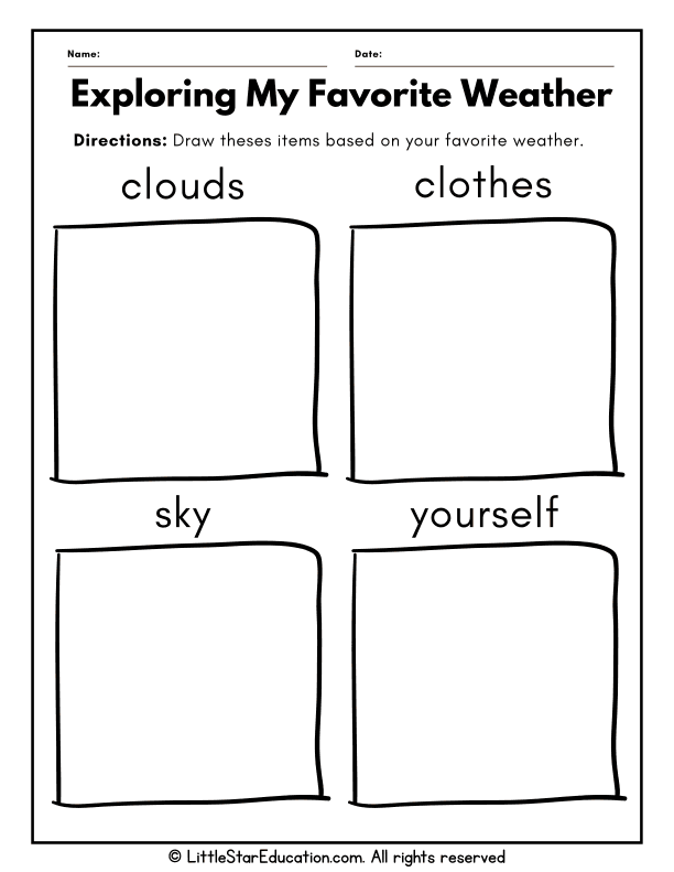 Exploring Weather Favorites Drawing for Preschool and Kindergarten Science