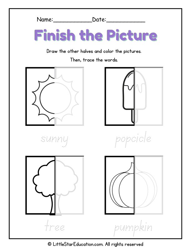 Finish the Picture Drawing and Tracing for Early Learners