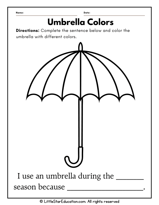 Five Senses and Seasons Sentence Practice for Preschool ELA