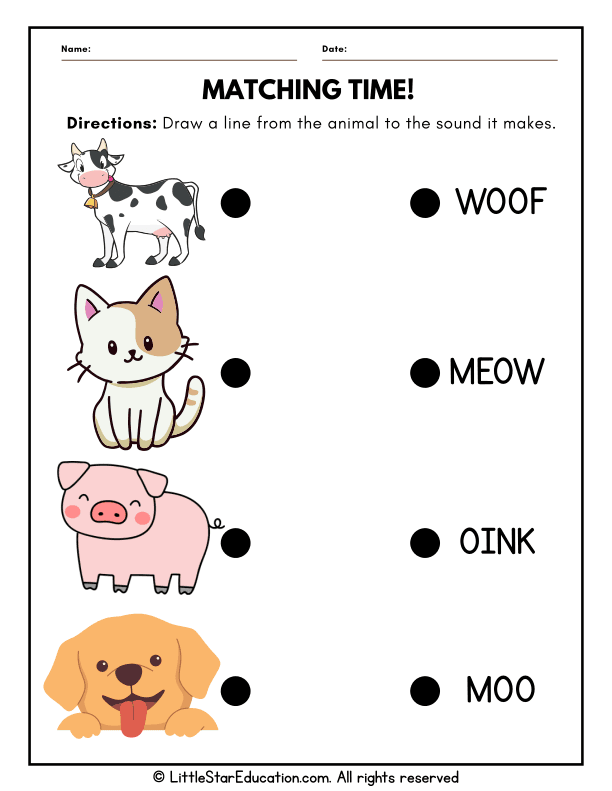 Five Senses Animal Sounds Matching for Preschool Science