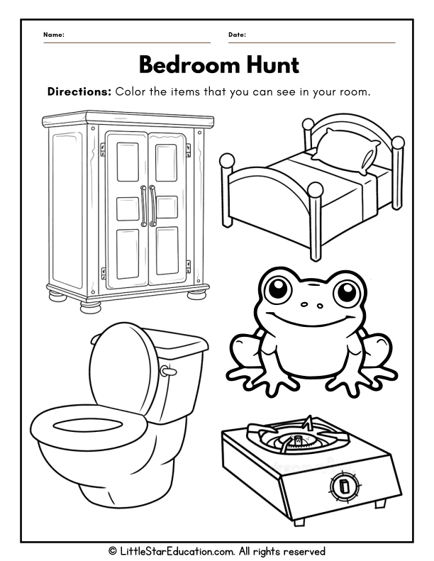 Five Senses Bedroom Hunt: Visual Exploration for Preschool Science