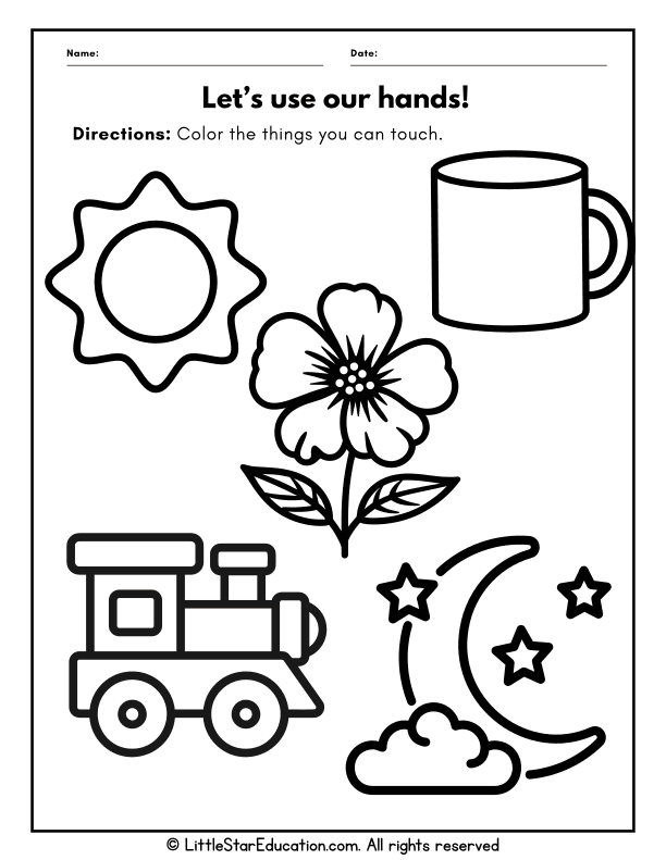 Five Senses Science: Touch and Feel Coloring for Preschool