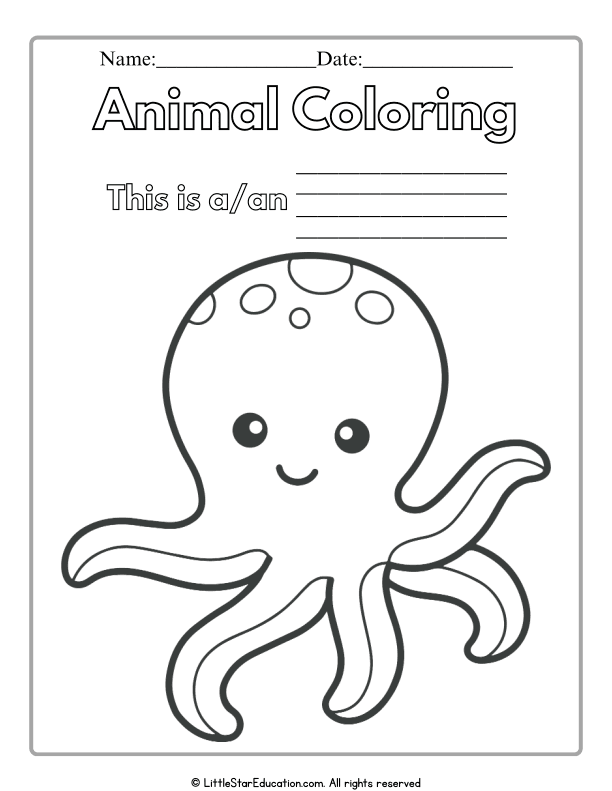 Fun Animal Coloring Page for Preschool and Kindergarten Art