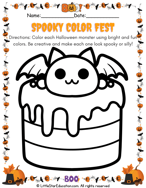 Funny Halloween Monster Coloring for Preschool and Kindergarten Art