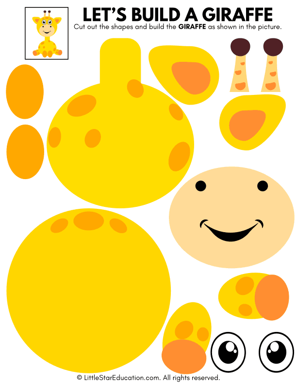 Giraffe Cut and Paste Craft for Preschool Art and Fine Motor Skills