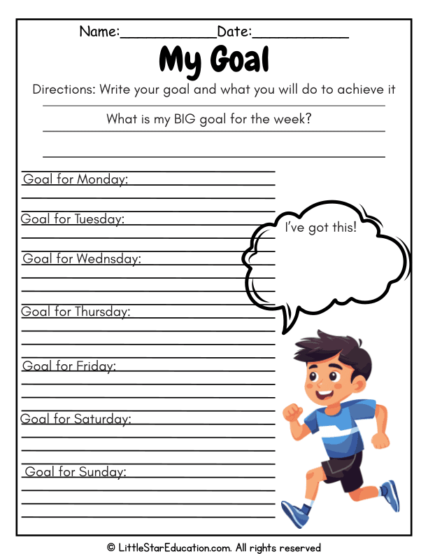 Goal Setting and Planning Sheet for Social-Emotional Learning