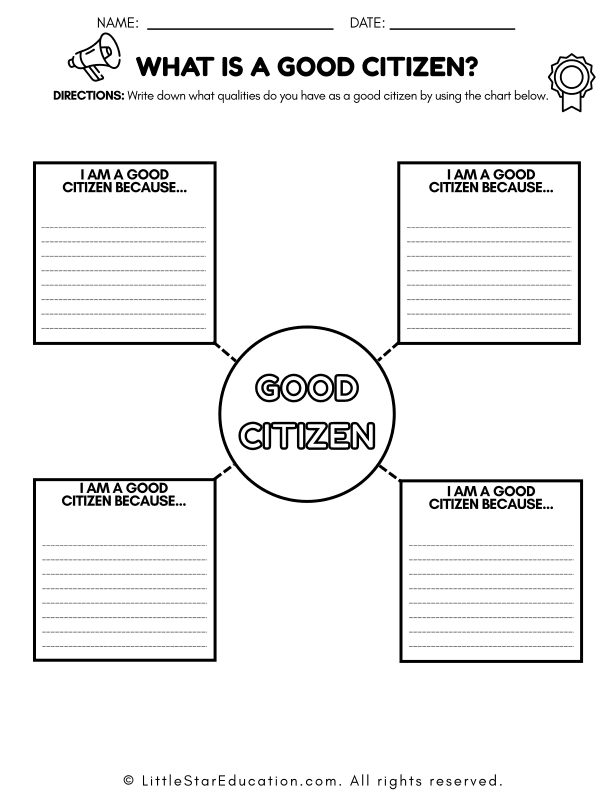 Good Citizenship Qualities Chart for Second Grade Social Studies