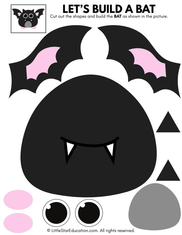 Halloween Bat Craft Cut and Paste for Preschool and Kindergarten Art