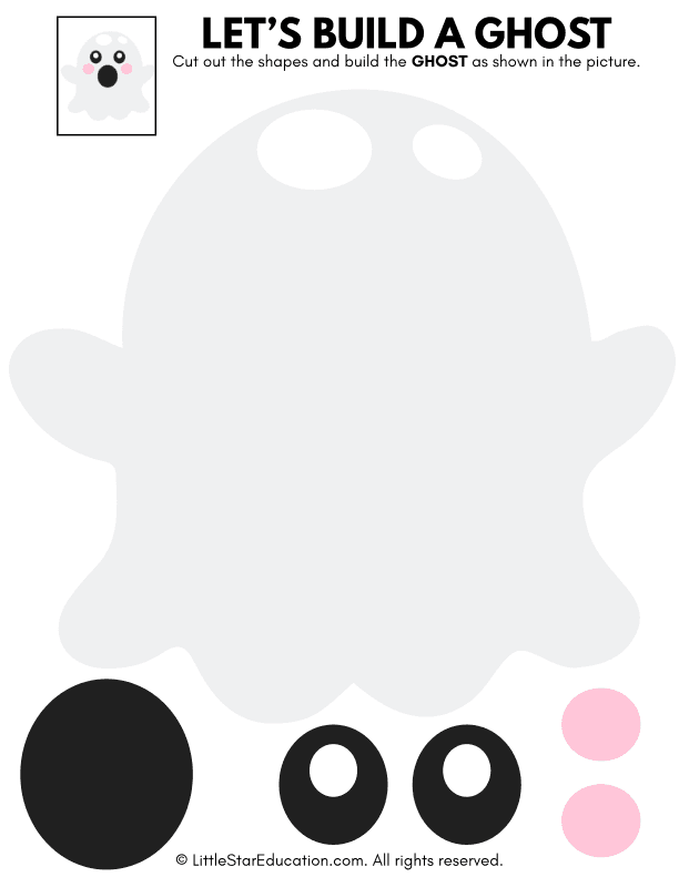 Halloween Cut-and-Paste Ghost Craft for Preschool and Kindergarten Art