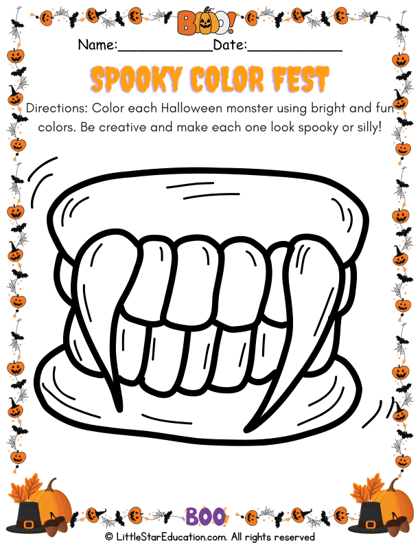 Halloween Monster Coloring for Pre-K & Kindergarten Art Creativity