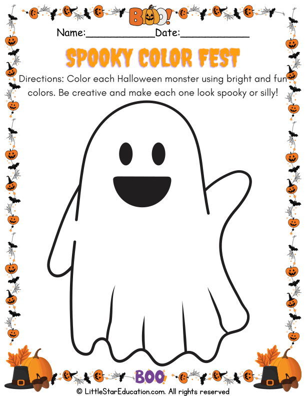 Halloween Monster Coloring for Pre-K and Kindergarten Art Fun