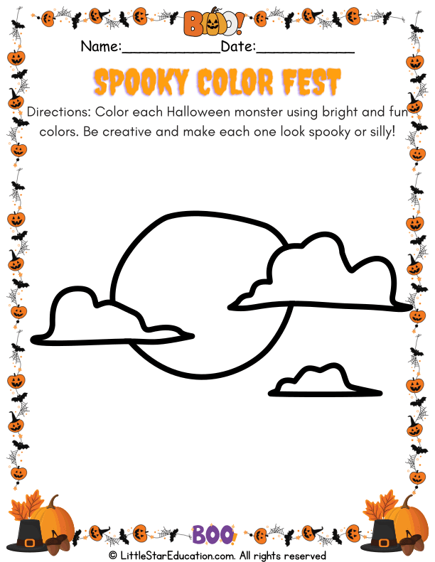 Halloween Monster Coloring for Pre-K and Kindergarten Art Skills