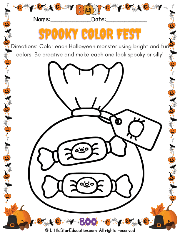 Halloween Monster Coloring for Pre-K Art: Neon Colors and Creativity