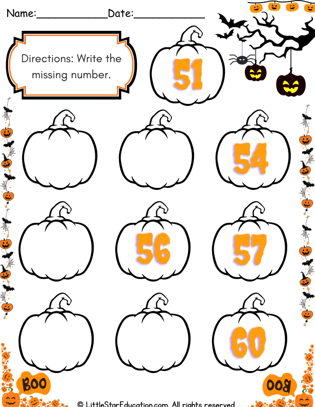 Halloween Theme Counting Numbers Practice with Pumpkins for Pre-K and Kindergarten Math