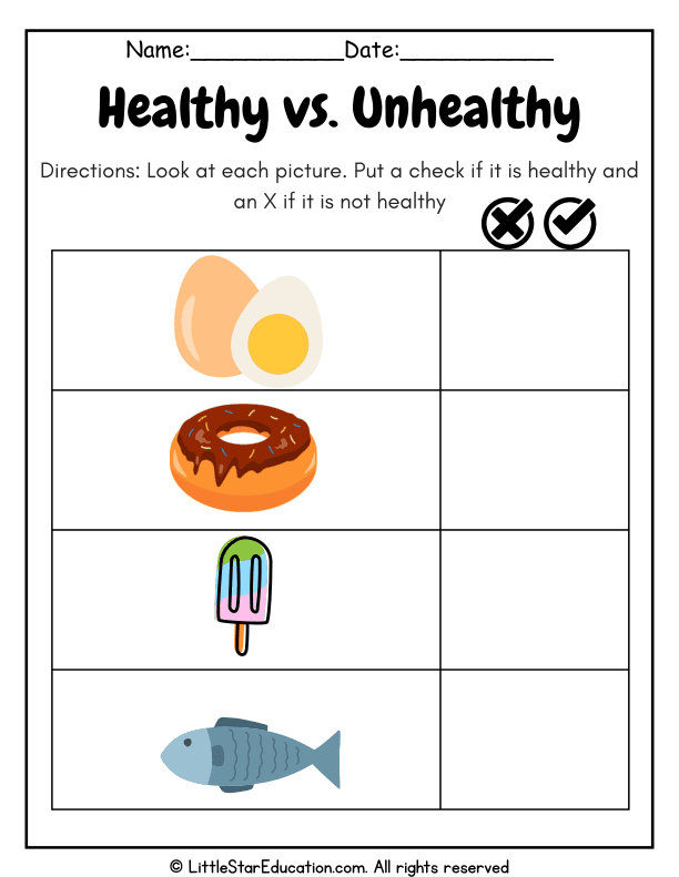 Healthy and Unhealthy Foods Sorting for Early Learners