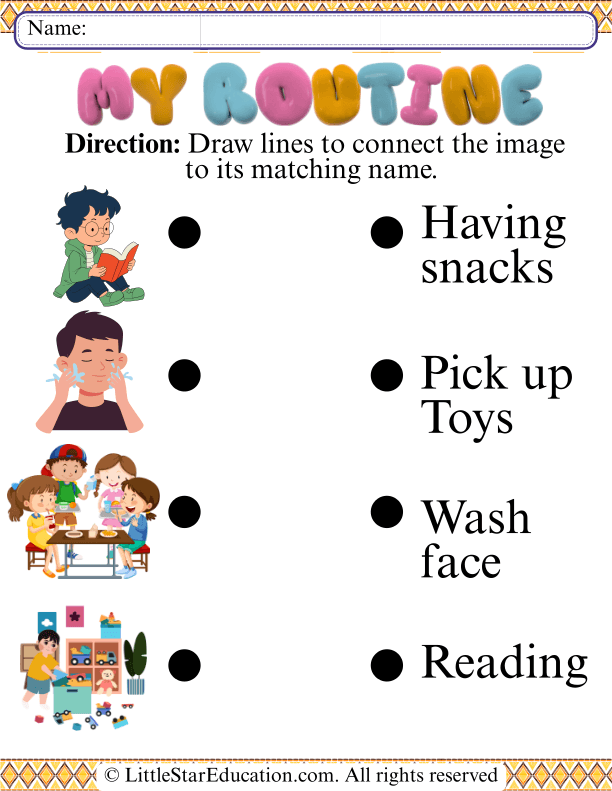Healthy Daily Routines Matching for Preschool and Kindergarten