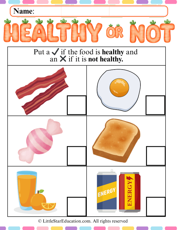 Healthy vs Unhealthy Foods Sorting for Early Learners Health