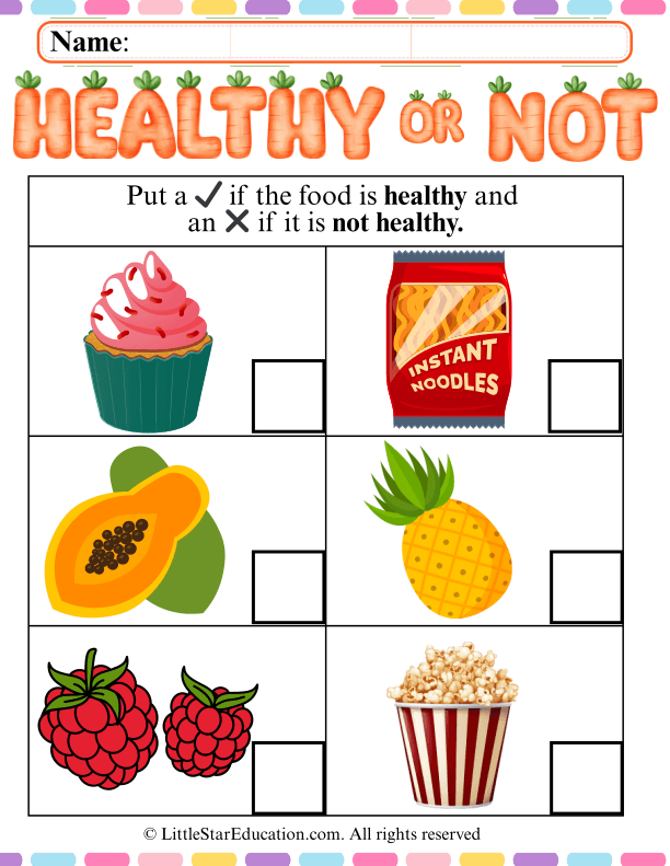 Healthy vs Unhealthy Foods Sorting for Kindergarten Health