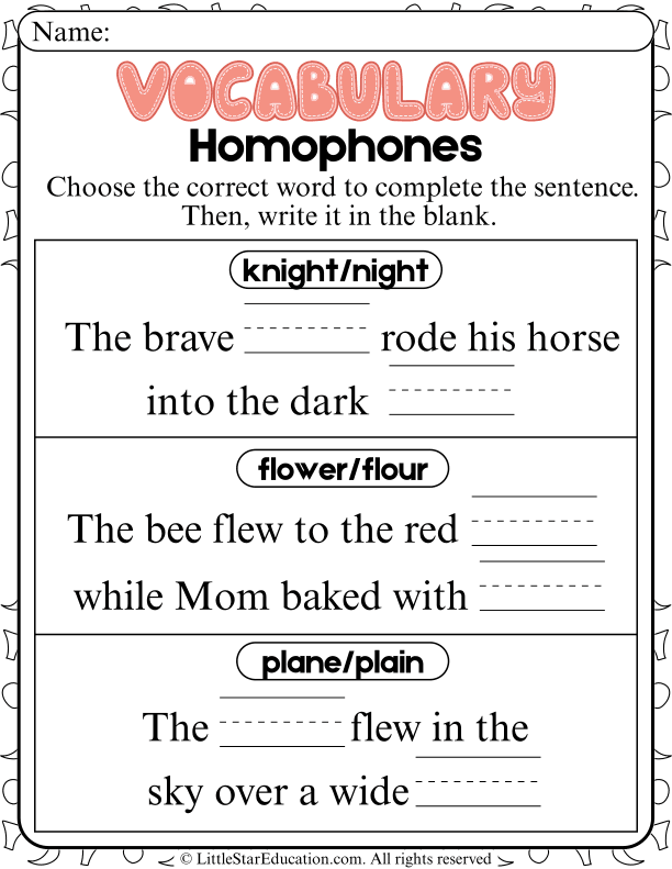 Homophones Word Choice Practice for Early Elementary ELA