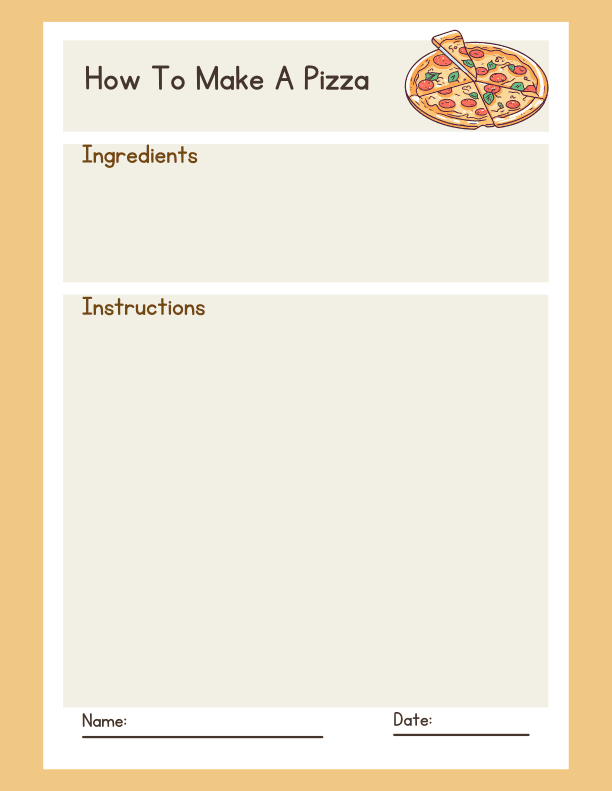 How to Make Food Procedural Writing Worksheet