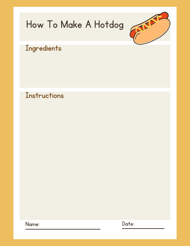 How to Make Food Procedural Writing Worksheet