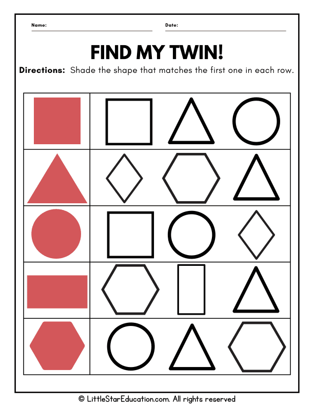 Identifying 2D and 3D Shapes for First Grade Math Practice